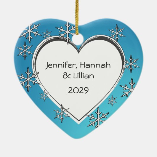 Ornement En Céramique Photo de Noël de famille (Dos)