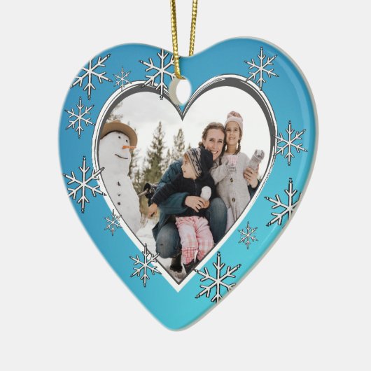Ornement En Céramique Photo de Noël de famille (Gauche)