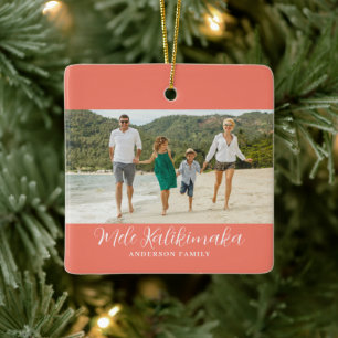 Ornement En Céramique Photo de Noël hawaïen Mele Kalikimaka