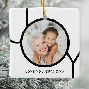 Ornement En Céramique Photo de Noël Mamie je t'aime