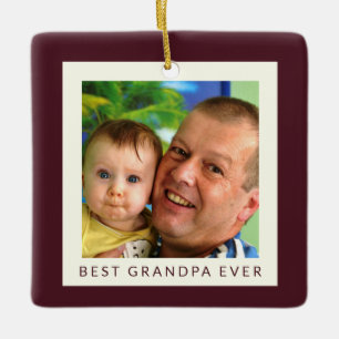 Ornement En Céramique Photo de Noël Meilleur Grand-Père du Monde en Bour