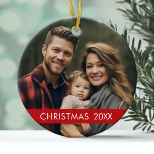 Ornement En Céramique Photo de Noël minimaliste moderne avec Rouge tenda