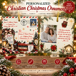 Ornement En Céramique Photo de Noël personnalisé pour chrétiens