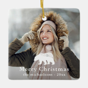 Ornement En Céramique Photo de Noël Russe White Bear