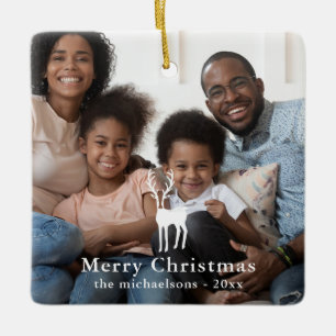 Ornement En Céramique Photo de Noël Russe White Deer