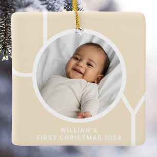 Ornement En Céramique Photo du premier Noël de bébé