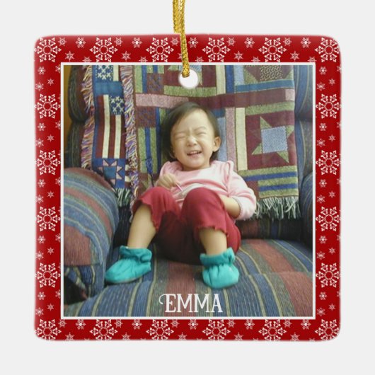 Ornement En Céramique Photo Enfant - Gnome Père Noël, Tree and Moose (Devant)