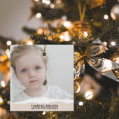 Ornement En Céramique Photo et Perosnalized Text pink