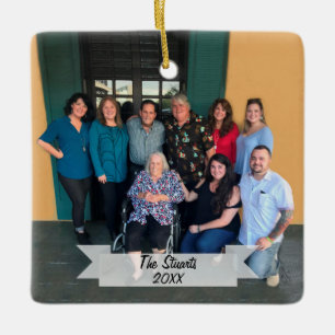 Ornement En Céramique Photo familiale simple recto sur mesure Noël