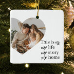 Ornement En Céramique Photo Famille Couple Moderne & Citation Famille Ca<br><div class="desc">Photo Famille Couple Moderne & Citation Famille Cadeau</div>