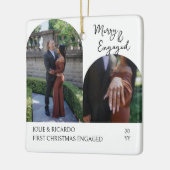 Ornement En Céramique Photo manuscrite de Joyeux et d'arc engagé (Gauche)