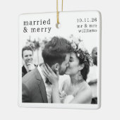 Ornement En Céramique Photo mariée & Joyeuse, Noms et Date Noël (Gauche)