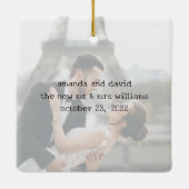 Ornement En Céramique Photo mariée & Joyeuse, Noms et Date Noël (Dos)