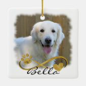 Ornement En Céramique Photo Mémorial du chien Empreinte de patte Coeur I (Dos)