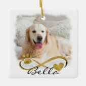 Ornement En Céramique Photo Mémorial du chien Empreinte de patte Coeur I (Devant)