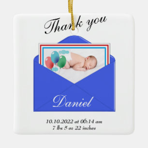 Ornement En Céramique photo Merci Faire-part de naissance