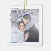 Ornement En Céramique Photo minimaliste de Noël Marié (Gauche)