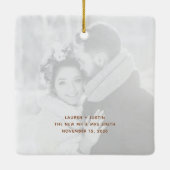 Ornement En Céramique Photo minimaliste de Noël Marié (Dos)