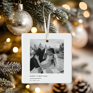 Ornement En Céramique Photo minimaliste moderne noir et blanc Noël