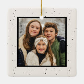 Ornement En Céramique Photo moderne Joyeux et crème vive (Dos)