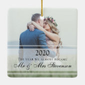 Ornement En Céramique Photo moderne Presque marié Noël 2020 Mariage (Dos)