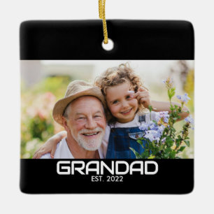 Ornement En Céramique Photo noir et blanc audacieux de grand-père établi