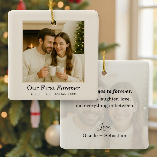 Ornement En Céramique Photo Personalized Text Keepsake