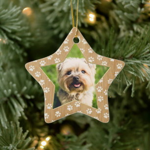 Ornement En Céramique Photo personnalisé de chien étoile empreintes de p