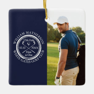 Ornement En Céramique Photo personnalisée de golfeur trou en un de golf