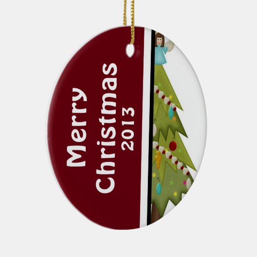 Ornement En Céramique Photo personnalisée en date Arbre de Noël (Droite)