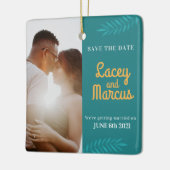 Ornement En Céramique Photo Personnalisée Enregistrer Le Mariage Date (Gauche)