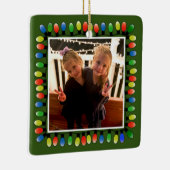Ornement En Céramique Photo personnalisée Lumières de Noël vert double f (Droite)