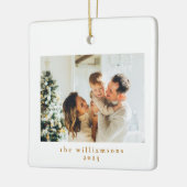 Ornement En Céramique Photo personnalisée Noël Minimaliste Famille simpl (Gauche)