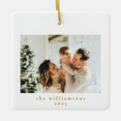 Ornement En Céramique Photo personnalisée Noël Minimaliste Famille simpl (Devant)