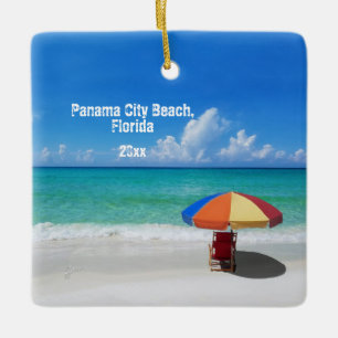 Ornement En Céramique Photo personnalisée Parapluies de plage de Panama