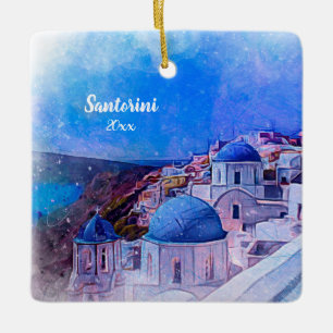 Ornement En Céramique Photo personnelle Santorini 2 faces Art moderne un