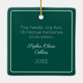 Ornement En Céramique Photo pour bébé Emerald Green Script moderne de No (Dos)