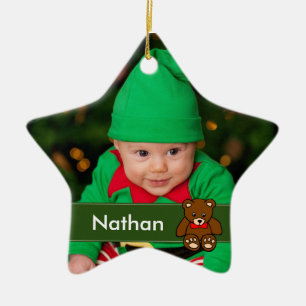 Ornement En Céramique Photo simple personnalisée pour bébé Noël