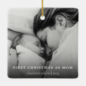 Ornement En Céramique Photo simple Premier Noël en maman (Dos)