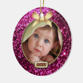 Ornement En Céramique Photo Sparkings Rose/Gold Bow (Gauche)