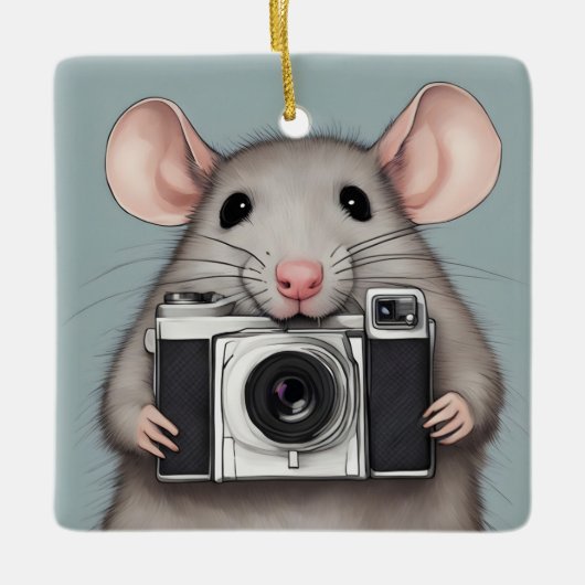 Ornement En Céramique Photographe de Cute Rat (Devant)