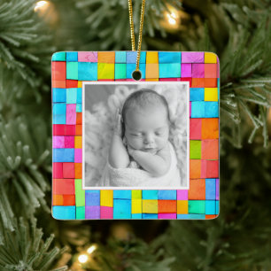Ornement En Céramique Photographie d'art moderne coloré Joyeux Noël Fami