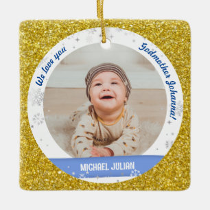 Ornement En Céramique Photos de jumeaux garçons Marraine Premier Noël Bé