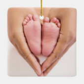 Ornement En Céramique Photos de Noël du bébé (Dos)