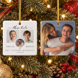 Ornement En Céramique Photos d'enfants Mariage Fiançailles Noël