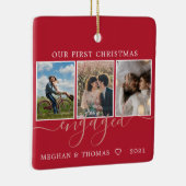 Ornement En Céramique Photos multiples premier Noël Engagé rouge (Droite)