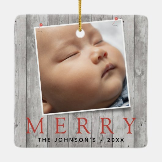 Ornement En Céramique Photos Rustiques En Pindu Joyeux Vacances (Dos)