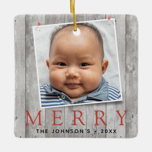 Ornement En Céramique Photos Rustiques En Pindu Joyeux Vacances (Devant)