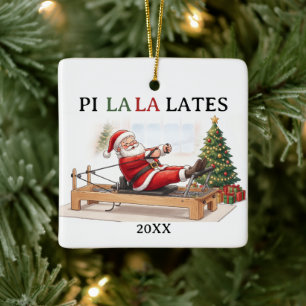 Ornement En Céramique Pi La La Lates Drôle de Père Noël Pilates Noël