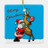 Ornement En Céramique Pickleball Partners Père Noël & Reindeer Sleightin (Devant)